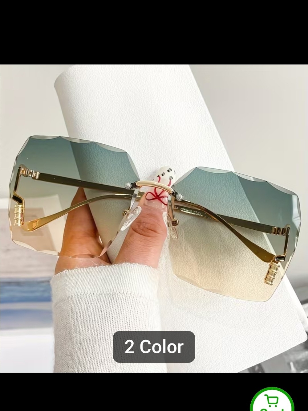 Stylish Gradient Rimless Women's Sunglasses - Green/Gold